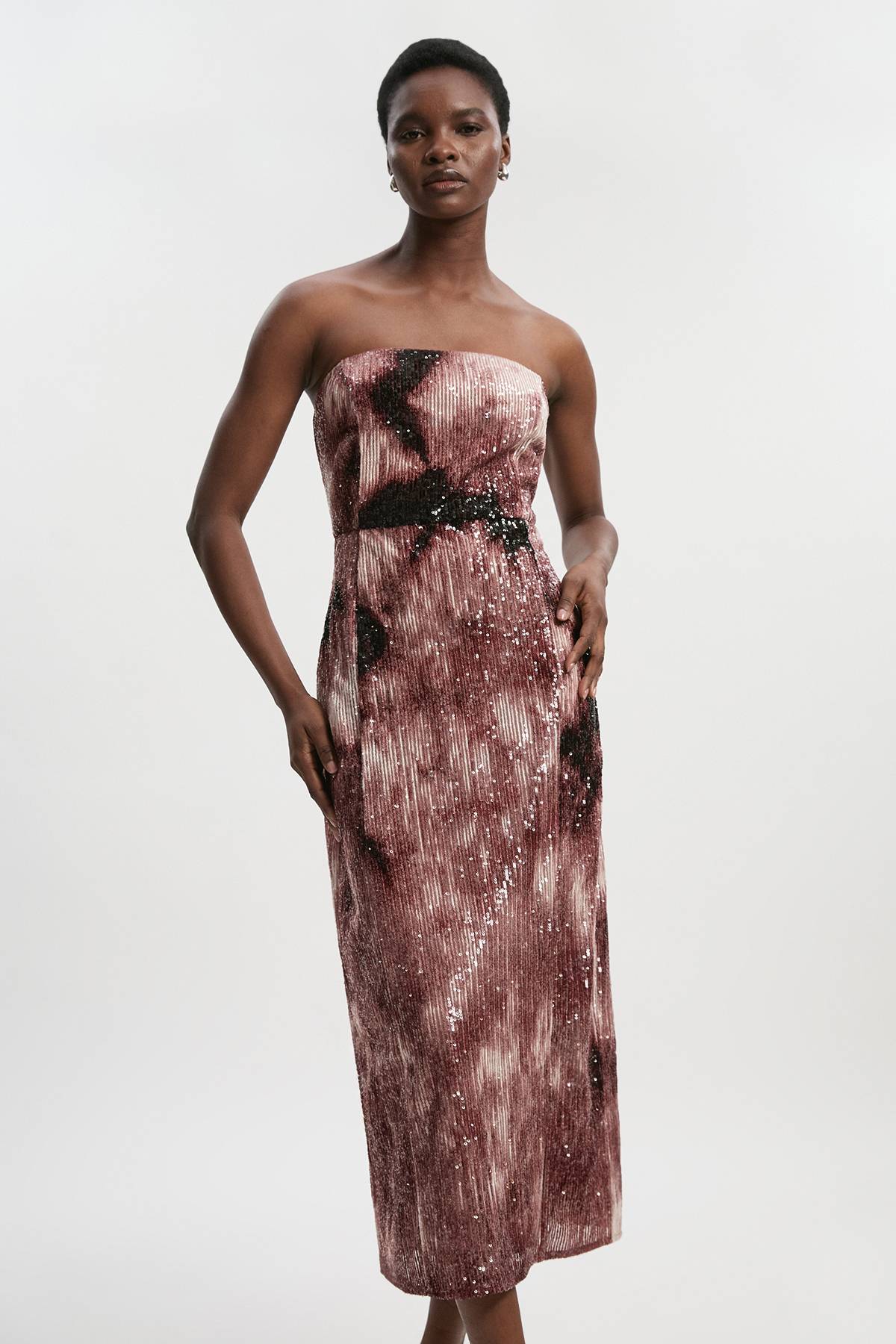 KarenMillen Robe Midi Tissée à Sequins Dégradé Ombre