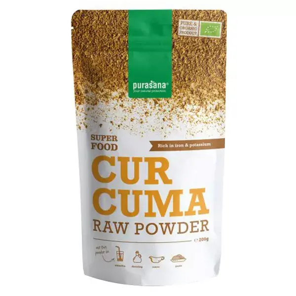 Açafrão em pó cru Purasana 200g