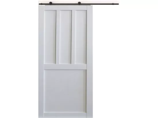 Porte Coulissante Atelier 2 Panneaux Blanc H204 X L83 + Rail à Roulettes Gd Menuiseries