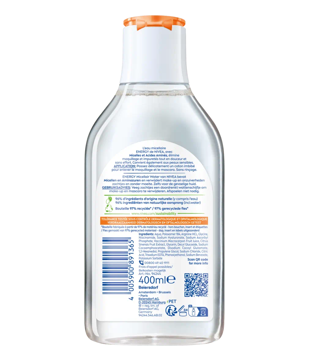 EAU MICELLAIRE DEMAQUILLANTE ENERGY