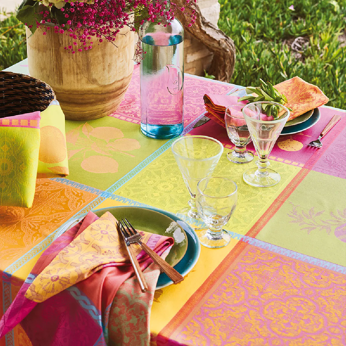 Nappe pur coton multicolore 89x89 Garnier Thiebaut