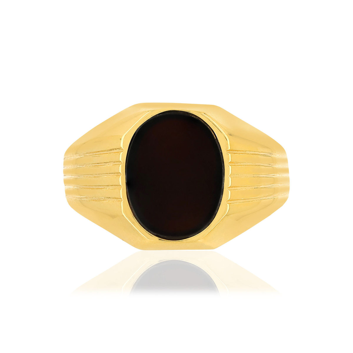 Bague or 375 jaune ovale onyx noir