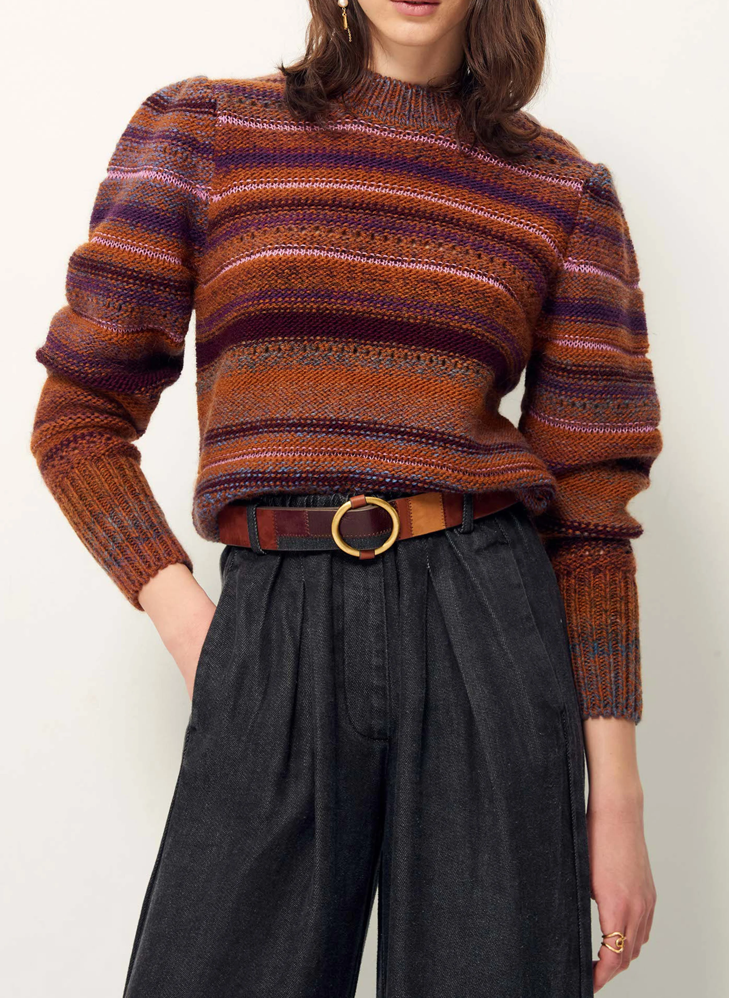 ANOTA - Ceinture en cuir patchwork| Marron