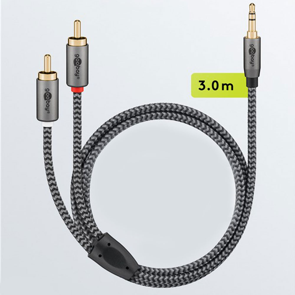 (3m) 3.5mm Audio Adapterkabel AUX zu Stereo-Cinch-Stecker (65289) - Sharkskin Grey