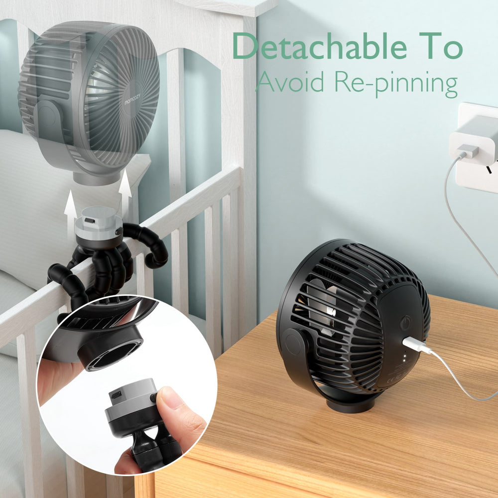 Køb Momcozy Black Portable Stroller Fan
