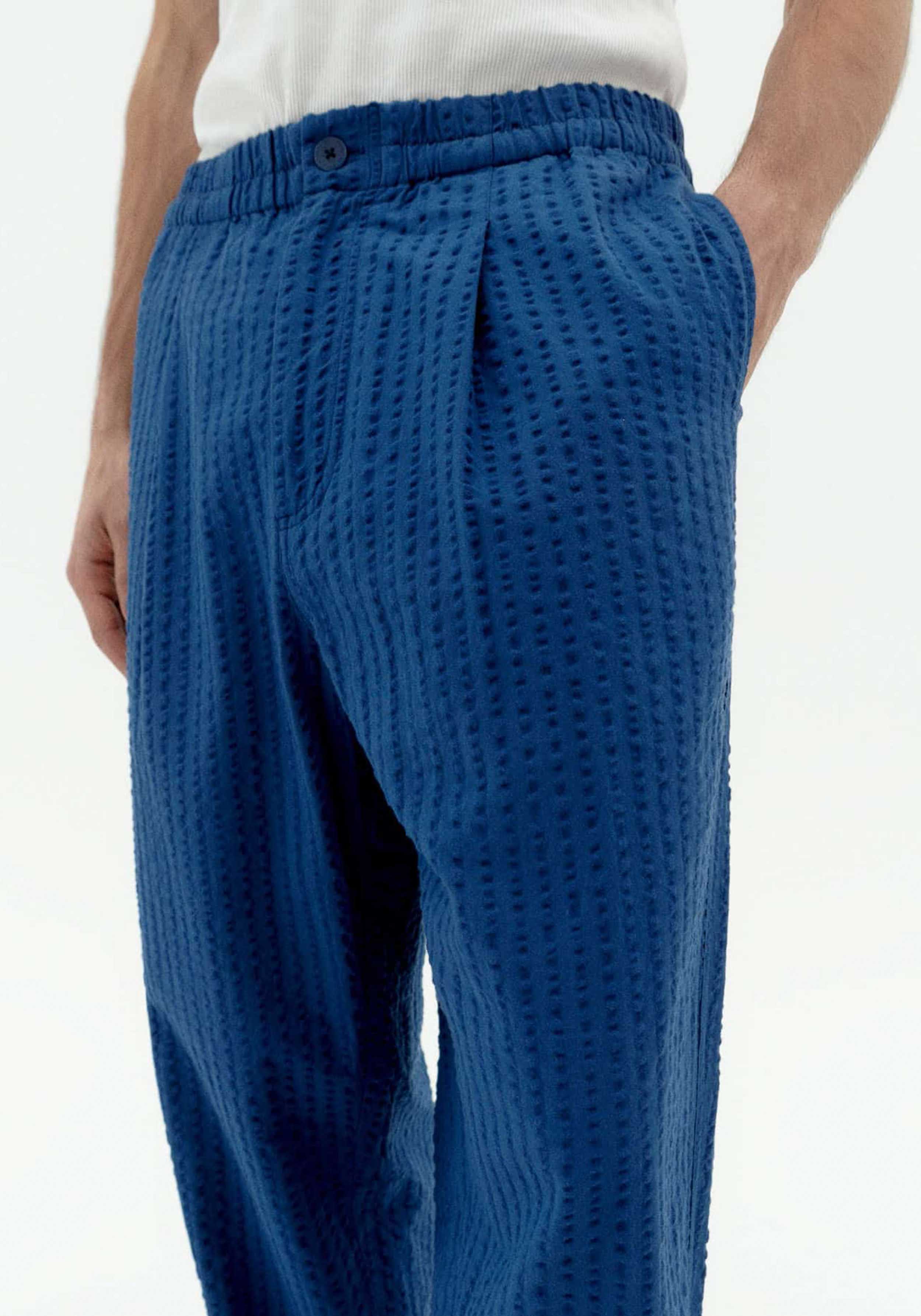 Thinking Mu Hose Luc Seersucker Cobalt Blue