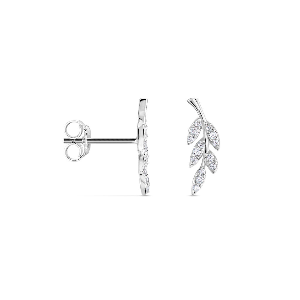 Boucles D'oreilles Puces Alma Argent Blanc Oxyde De Zirconium
