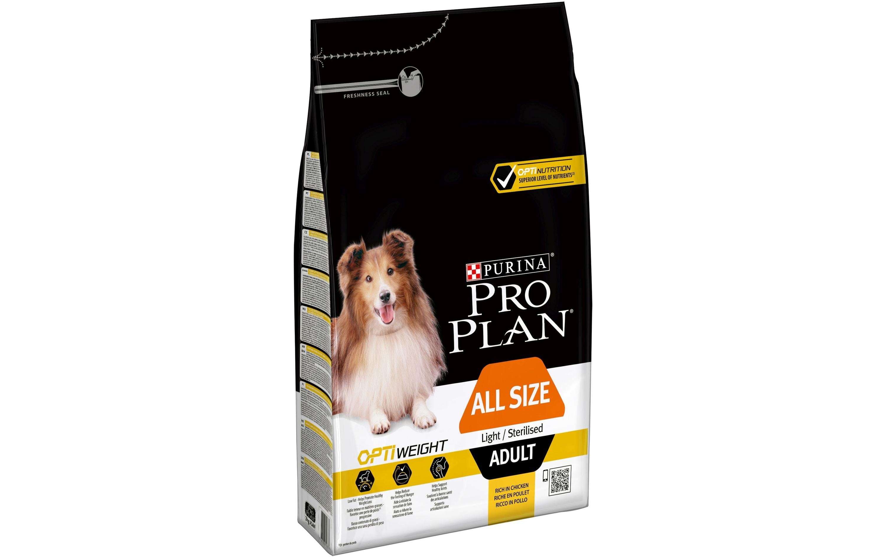 Trockenfutter All Size Adult Light/Sterilised Huhn, 3 kgAlleinfuttermittel für ausgewachsene Hunde aller Grössen
