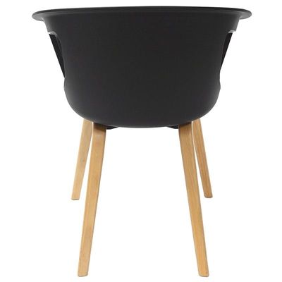 Lot de 4 chaises ONENNA - pieds bois - accoudoirs intégrés - coque noire
