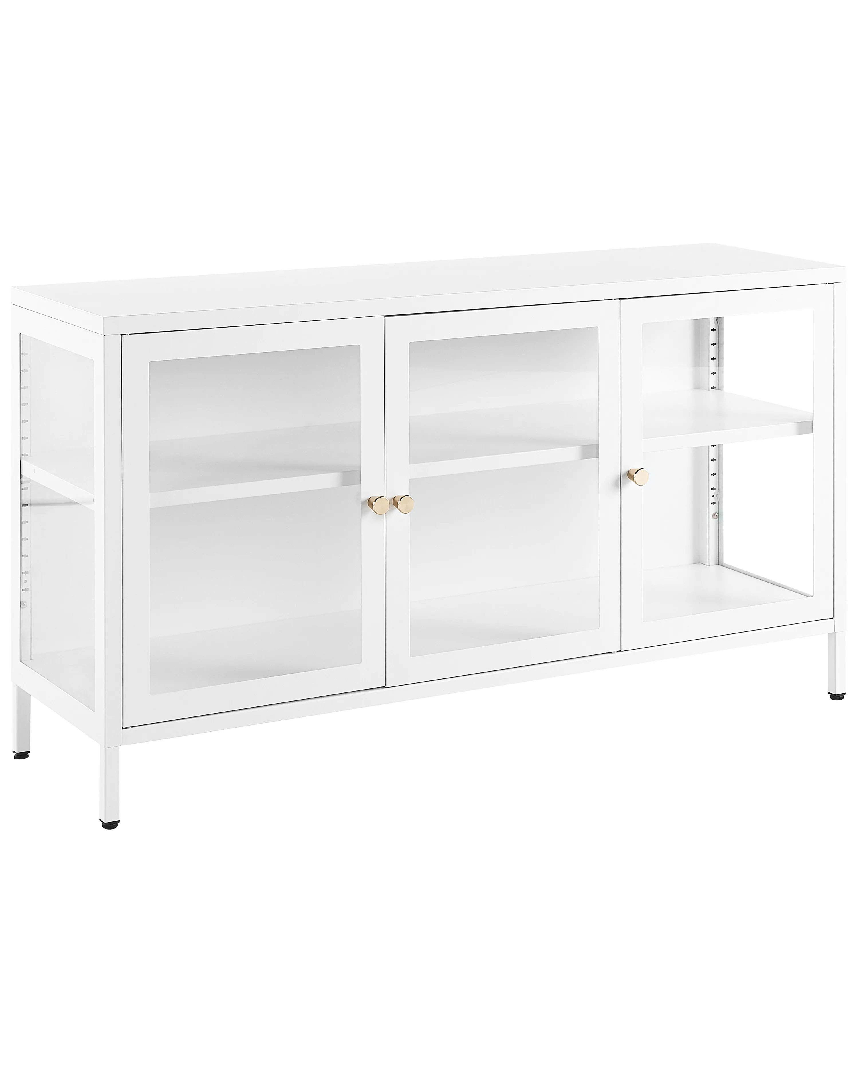 Dressoir met glazen deuren LED NEWPORT Metaal 115 cm Wit