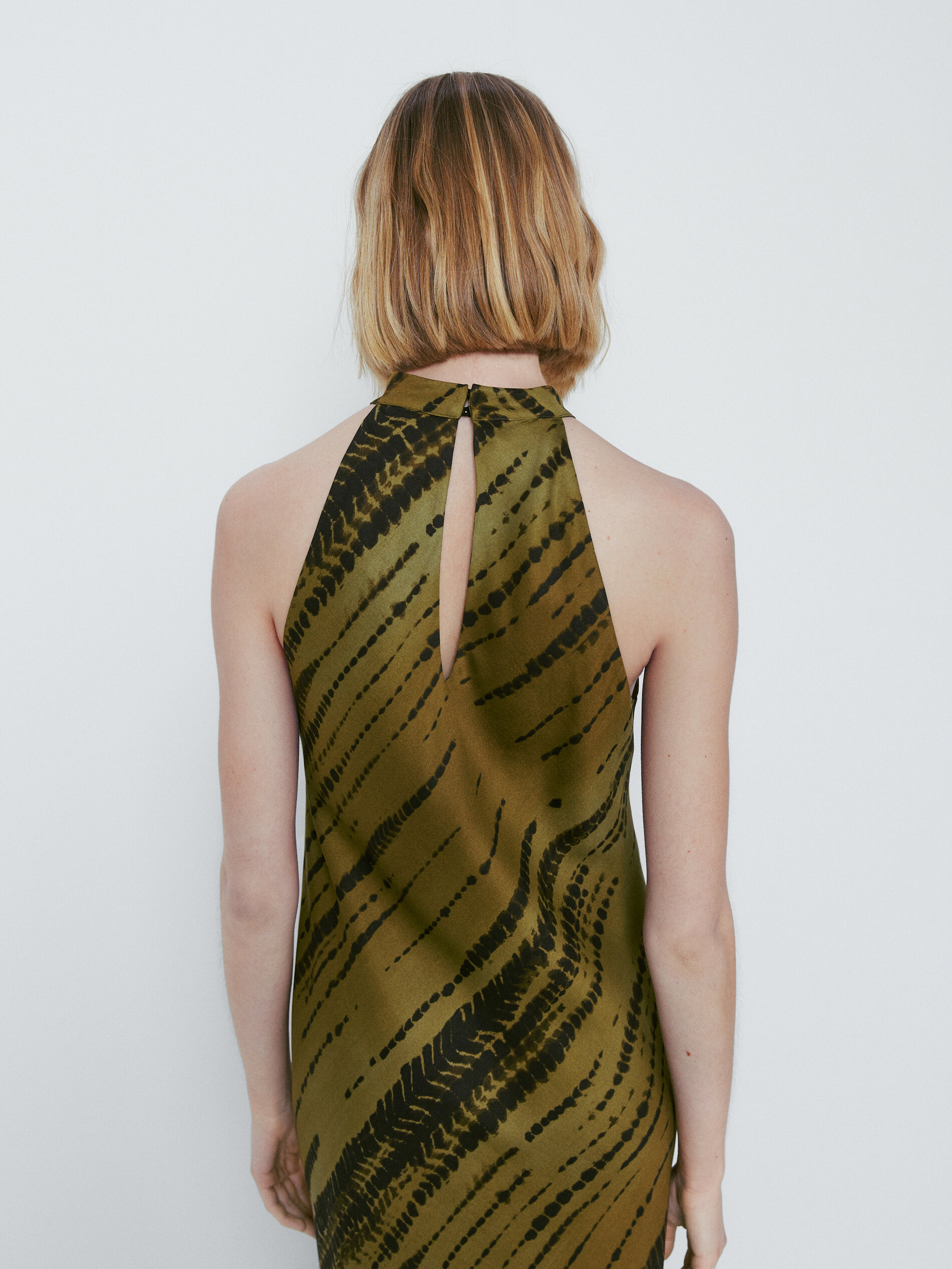 Vestido longo tomara que caia estampado - MARROM