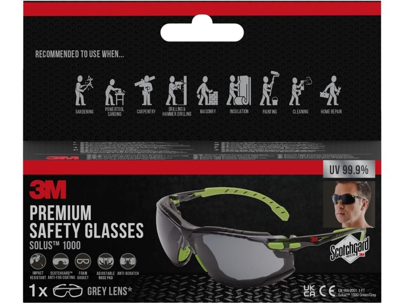3M Schutzbrille Solus 1000 transparent 3M SolusSchutzbrille grau, grün
