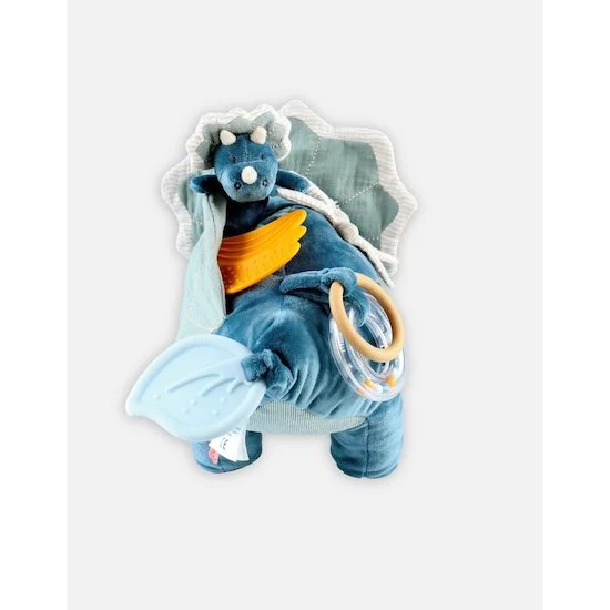 Peluche d'activités Ops en Veloudoux et mousseline de coton BIO   Bleu        de               Noukies