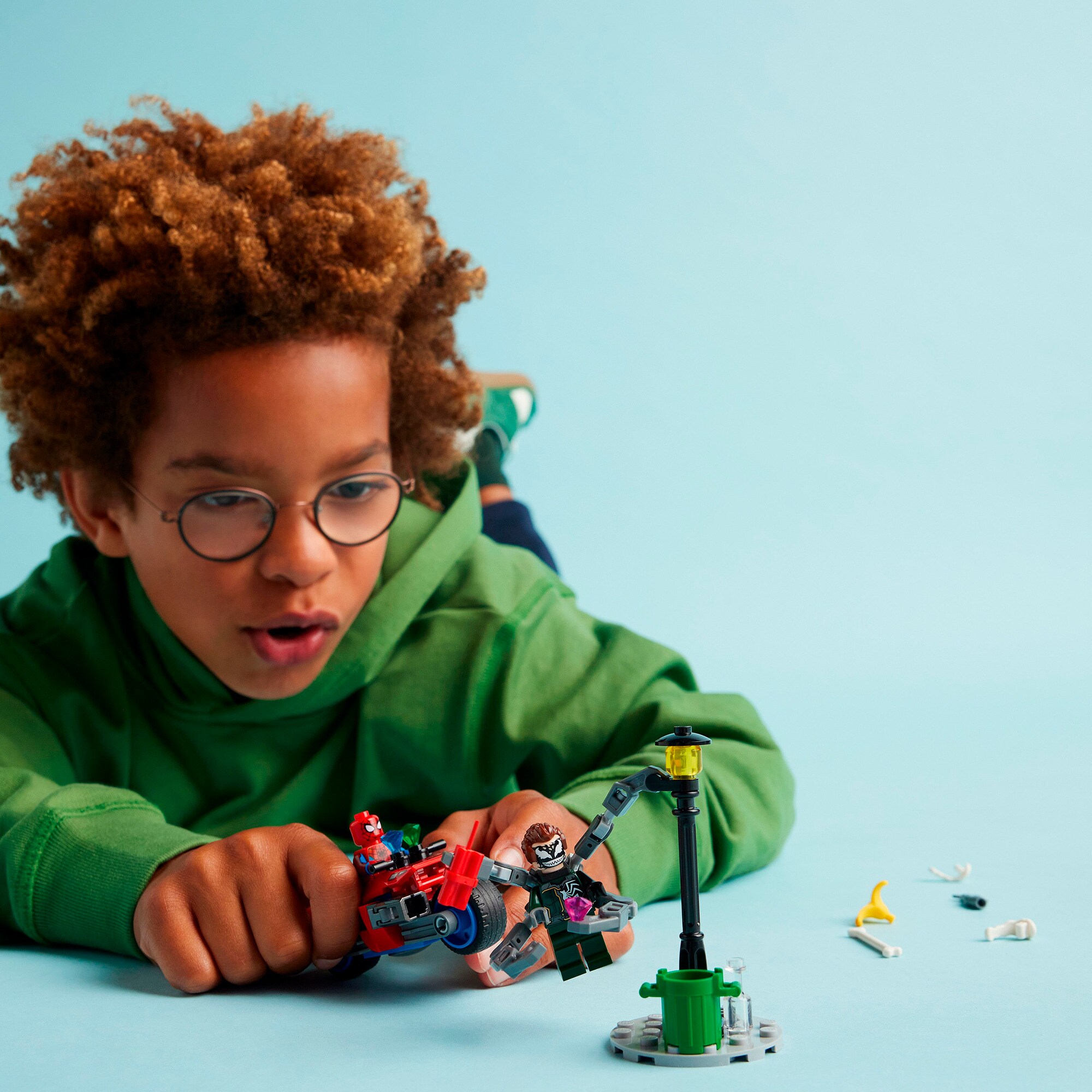 LEGO Konstruktionsspielzeug Marvel Super Heroes Motorrad-Verfolgungsjagd: Spider-Man vs. Doc Ock