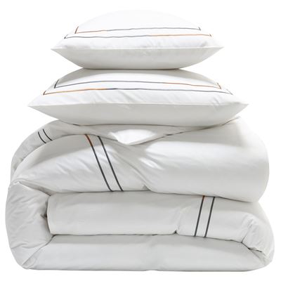 Linge de lit percale broderie bicolore - BECQUET CRÉATION