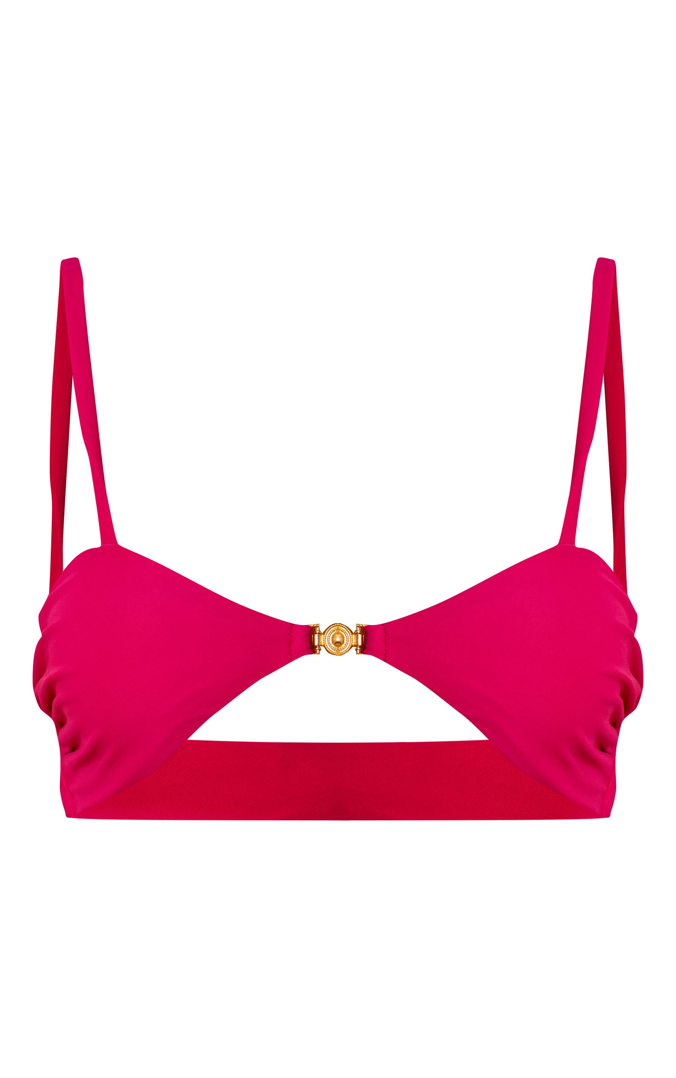 Fuchsia Haut De Bikini Micro Triangle À Bords Dorés