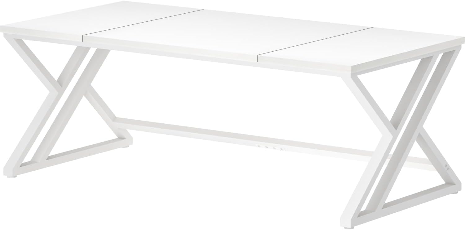 LVB Weiß Schreibtisch Großer Computertisch Langer Schreibtische Bürotisch für Home Office Schreibtisch Holz Metall für Arbeitszimmer Konferenztisch Gaming PC Tisch Weiß 180 x 80 x 75cm