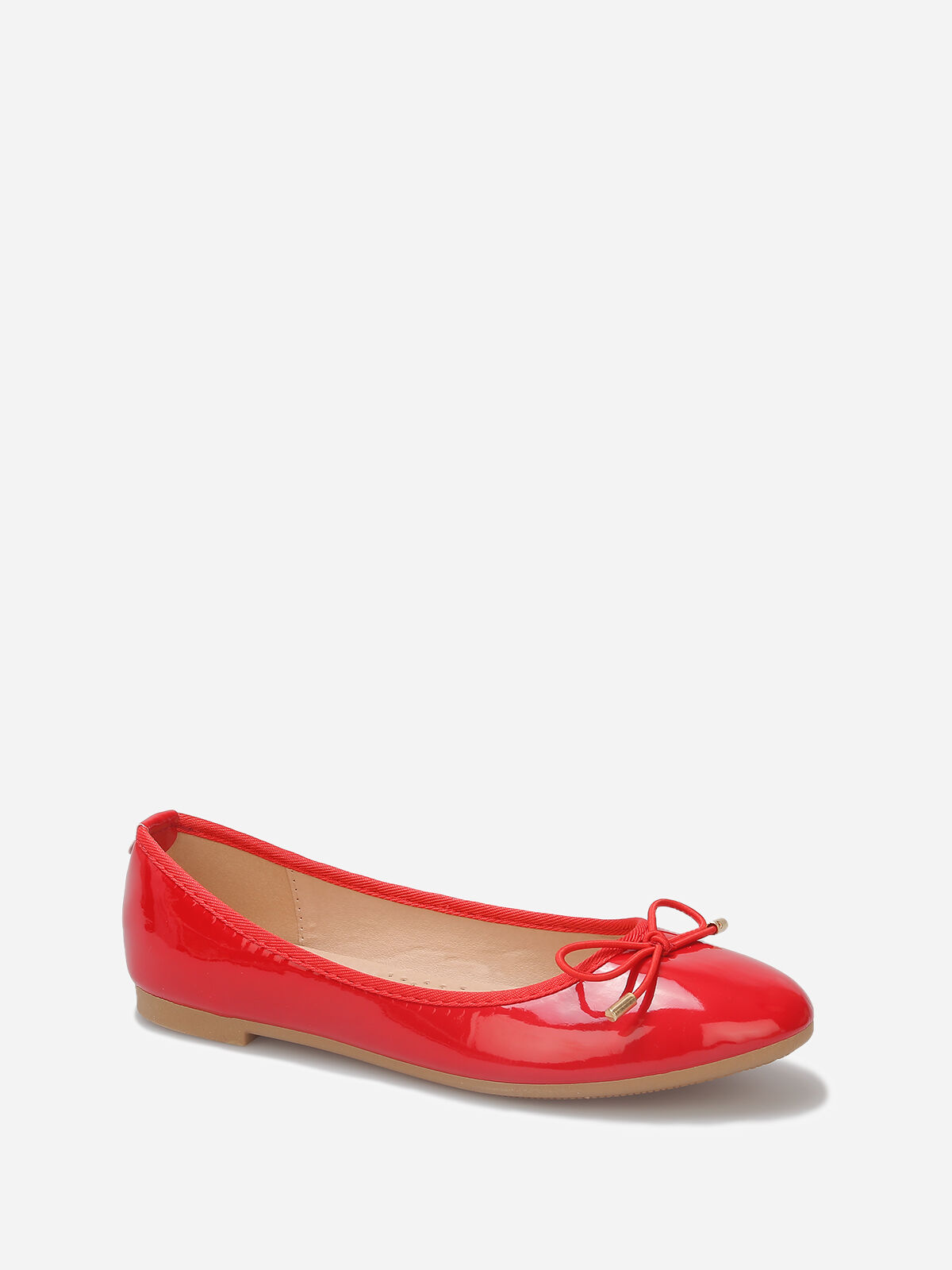 Ballerines plates vernies avec noeud- Rouge
