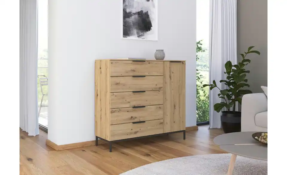 Sideboard Eiche Artisan (Nachbildung) Front: Dekor, Oberboden: Dekor Graphit