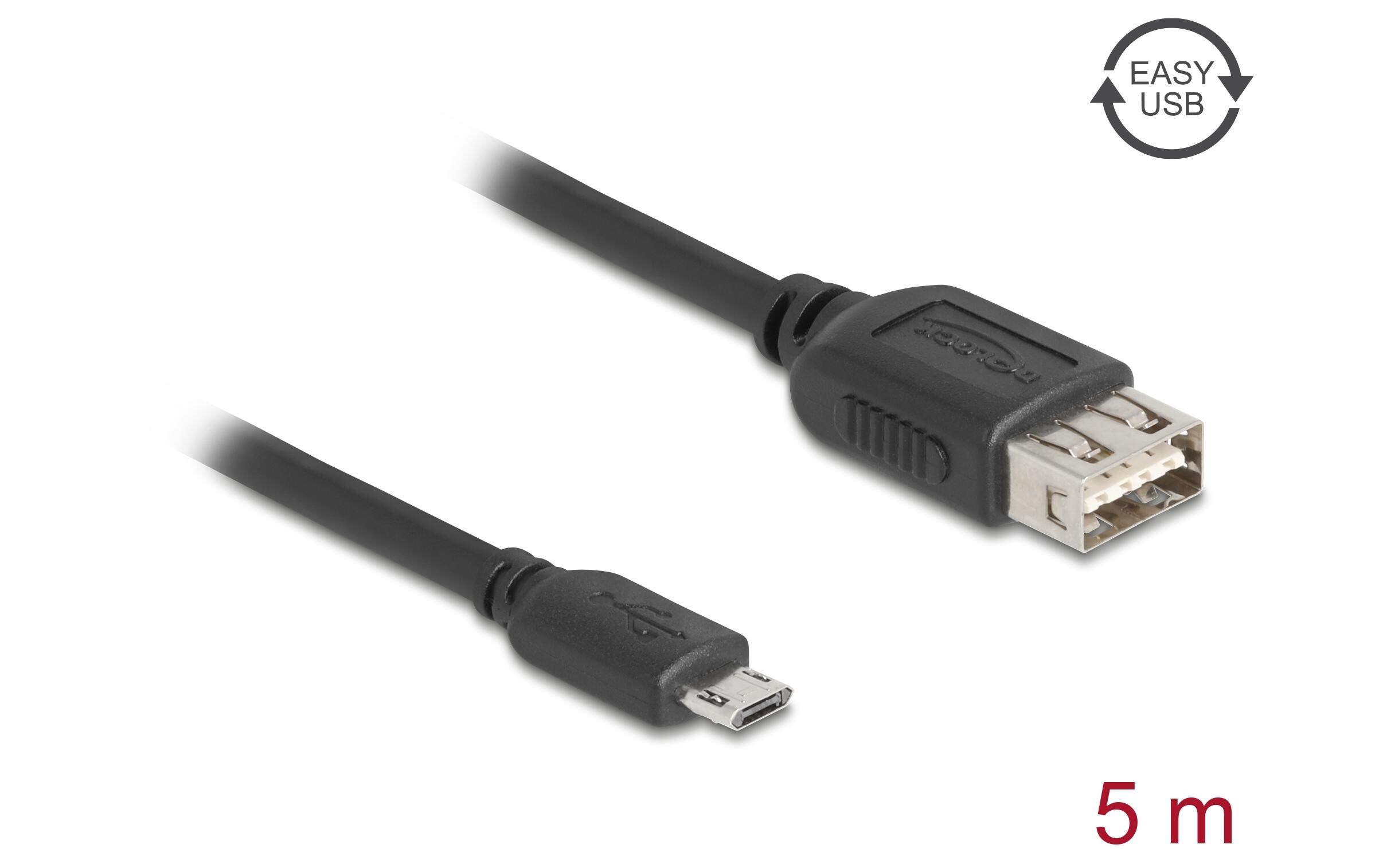 USB 2.0-Kabel USB A - Micro-USB B 5 mUSB Kabel zur Datenübertragung und Stromversorgung über kurze Strecke