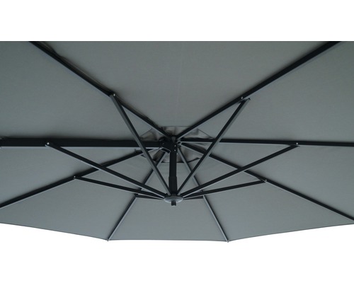 Soluna zweefparasol, model Beaujeu, Ø 300 cm, H 248 cm, rond, donkergrijs