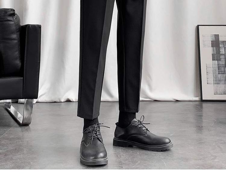 WidoWilder - Mid Rise Plain Cropped Straight Leg Dress Pants