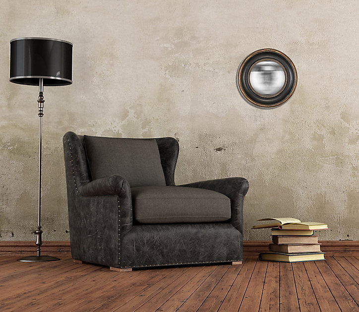 Miroir vintage rond Convexe Ø26cm noir Emde