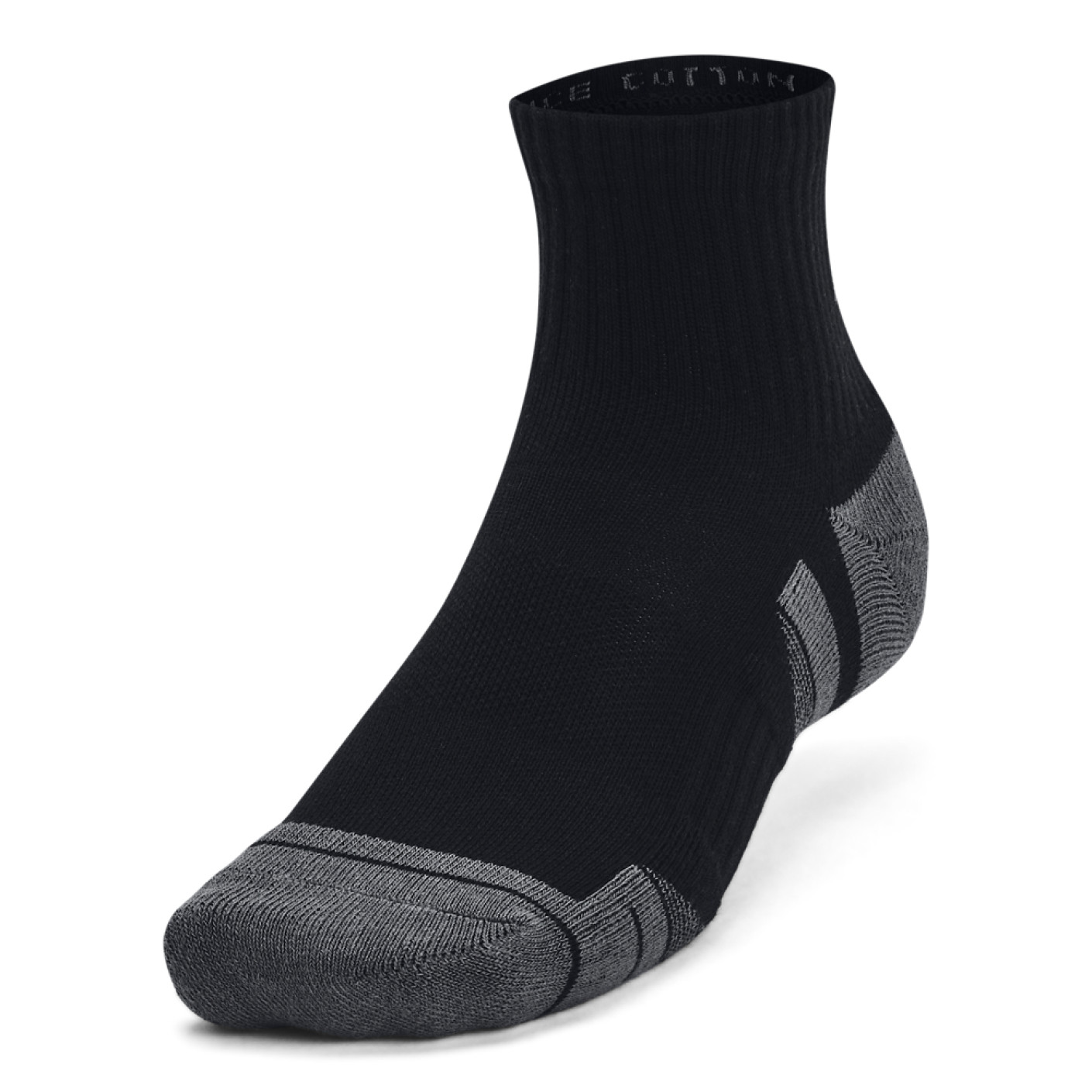 Under Armour Performance Cotton Quarter Sportsokken 3-Pack Zwart Grijs