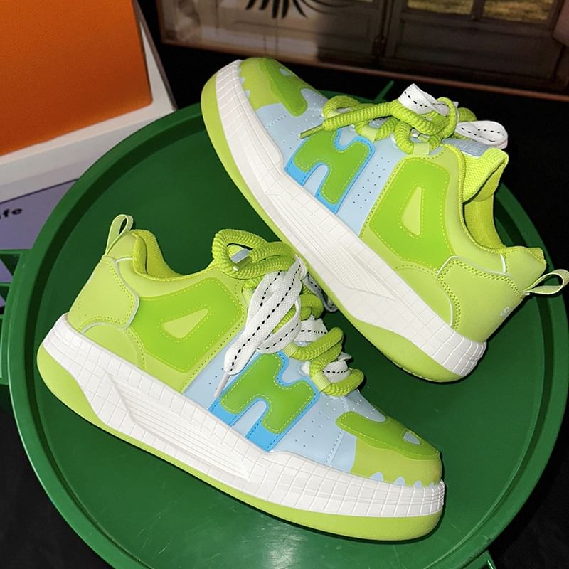 Tanzanite - Color Block veter-platform sneakers