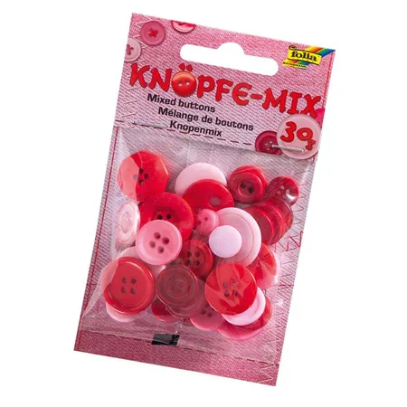 Folia Bastelmaterial Knöpfe-Mix Ton, rot