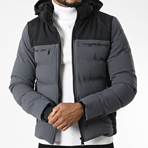 Doudoune Capuche Gris Anthracite