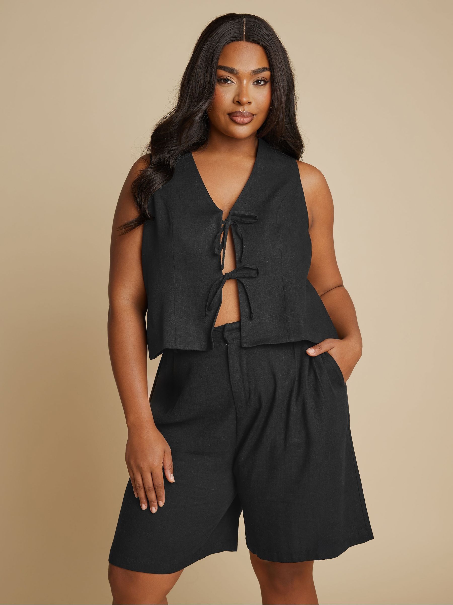 Yours Curve - Linnen bermudashort