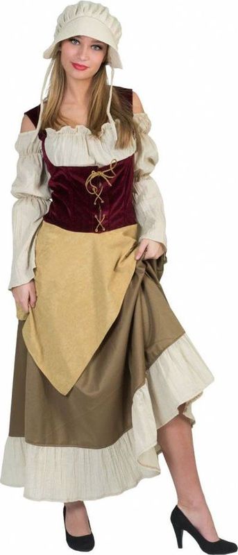 Carnaval Jurk - Rood - Polyester - Inclusief Hoofdkapje