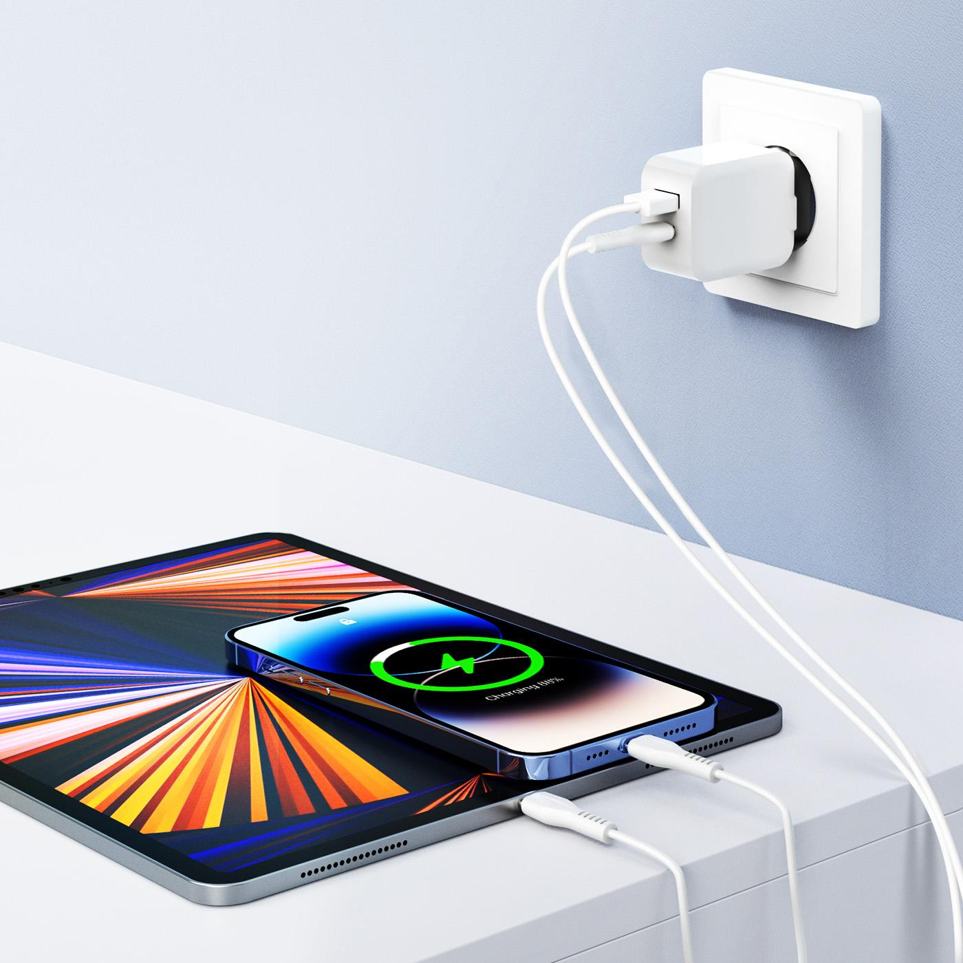 (30W) T7 USB A / USB C GaN Ladegerät Netzteil Power Delivery Quick Charge - Weiss