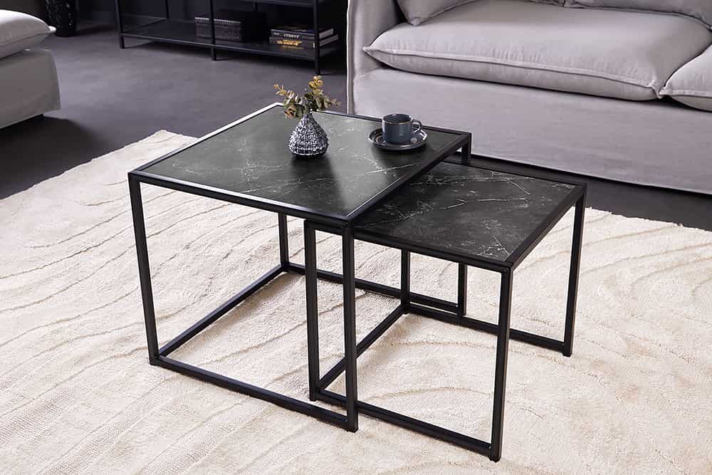 2er Set Beistelltische SLIM LINE 50cm graphit Metall Couchtische