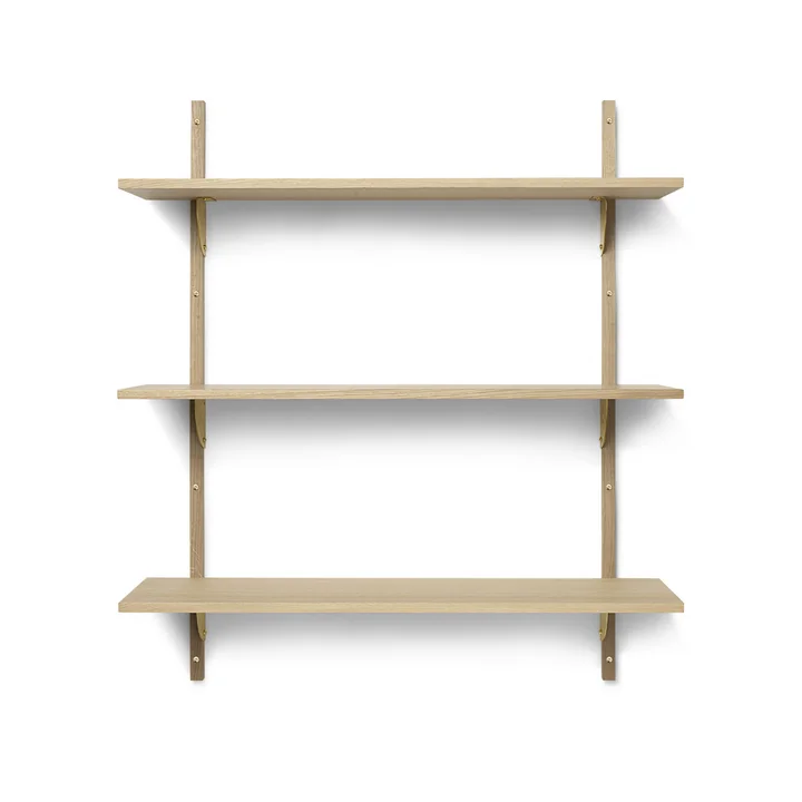 Ferm Living - Sector Wandregal triple, 87 cm, Eiche / Messing