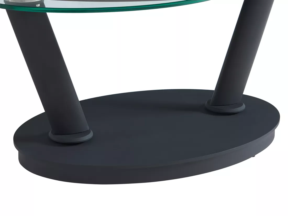 Table basse avec plateaux pivotants en céramique, verre trempé et métal - Anthracite et Noir - TANIOLI de Maison Céphy