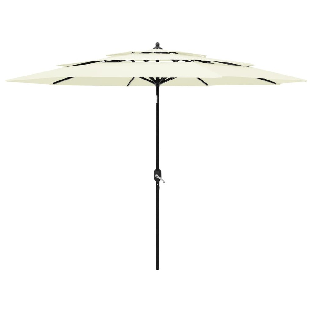 Parasol à 3 niveaux avec mât en aluminium 3 m sable