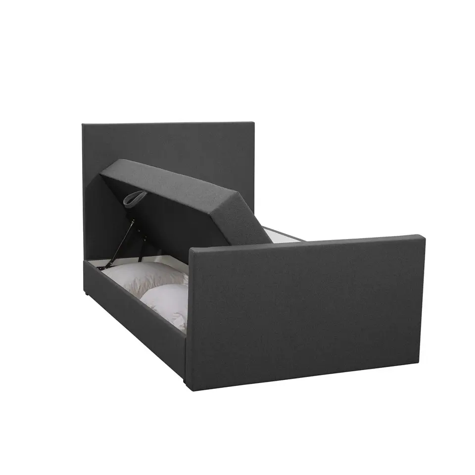 Boxspring met opbergruimte en voetbord Liv egaal - antraciet - 120x200cm