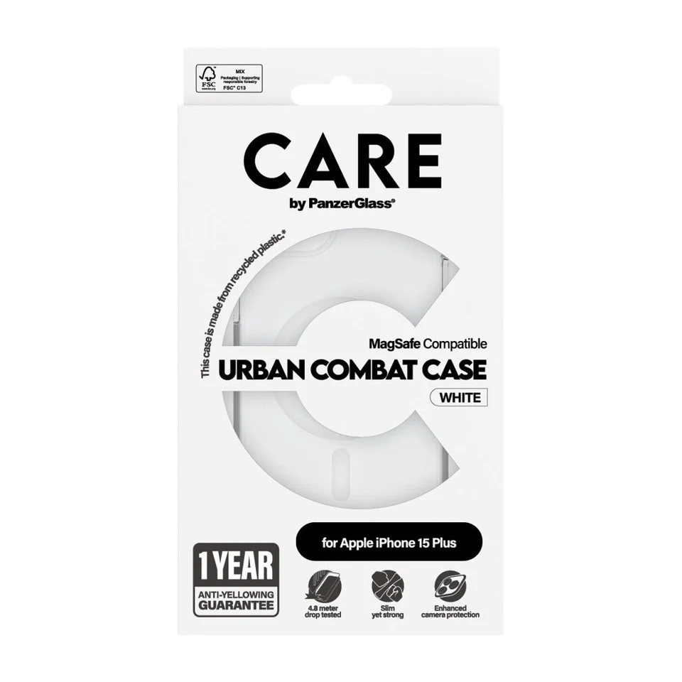 CARE by PanzerGlass - Case Transparent Med Hvid MagSafe - iPhone 15 Plus