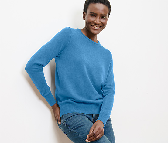 Merino-Feinstrickpullover, hellblau