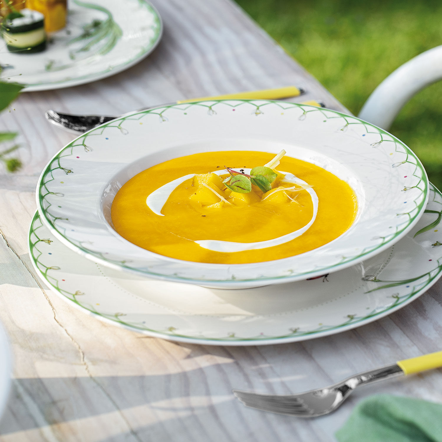 Colourful Spring Soup bowl Green, 9.9'', Premium Porcelain