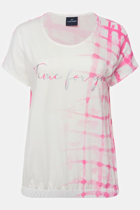 T-Shirt, oversized, Karoverlauf, Rundhals, Halbarm