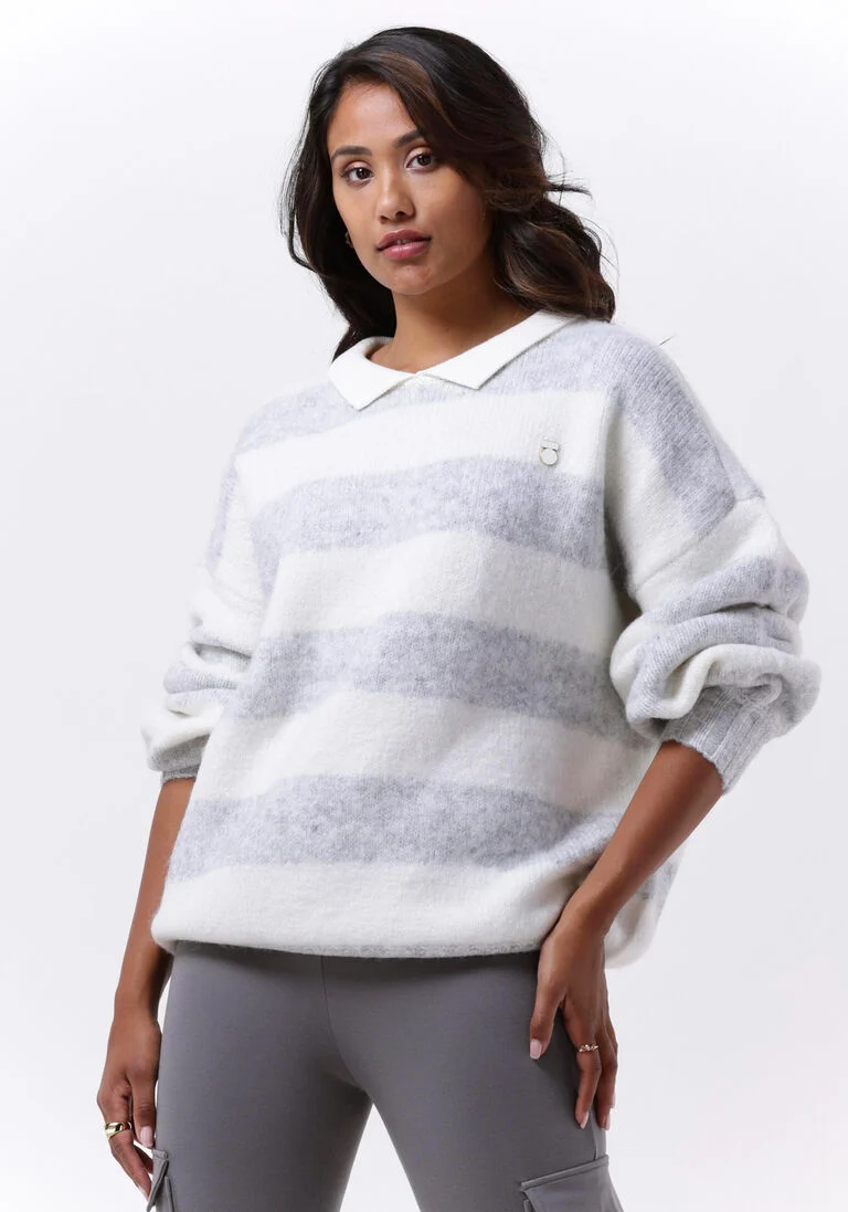 10DAYS ecru 10days trui striped polo sweater knit
