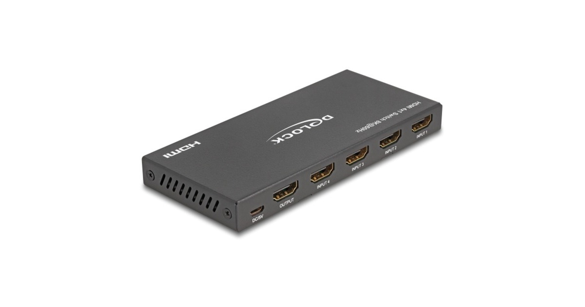 DeLOCKHDMI Switch 4 x HDMI in to 1 x HDMI out 8K 60 Hz  (Zwart)