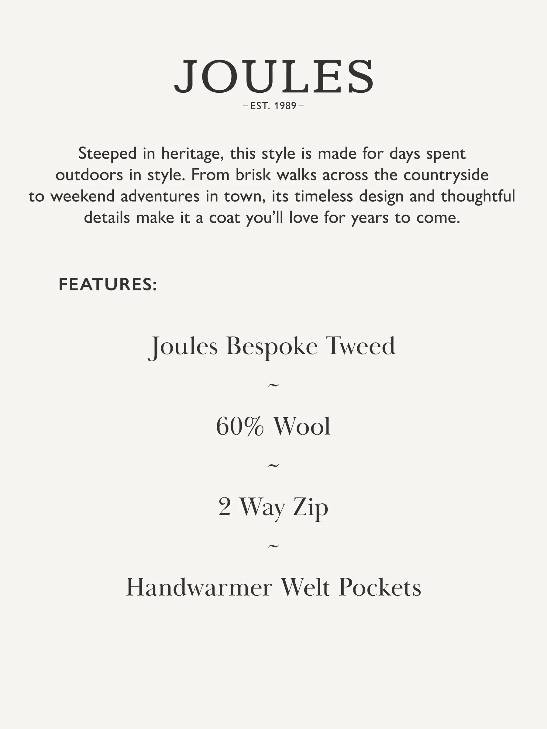 Joules Classic Fieldcoat Tweed Coat