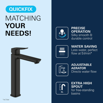 Grohe Dice wastafelmengkraan XL-Size Mat Zwart
