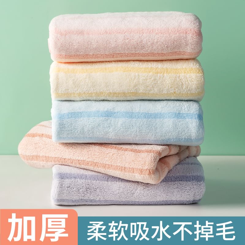 Porcini - Gestreepte koraal fleece gezichtshanddoek / set