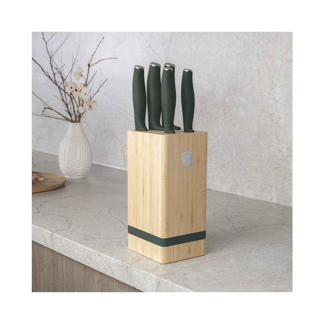 Berlinger Haus 6-teiliges Messer-Set mit Messerblock Matte Green Collection