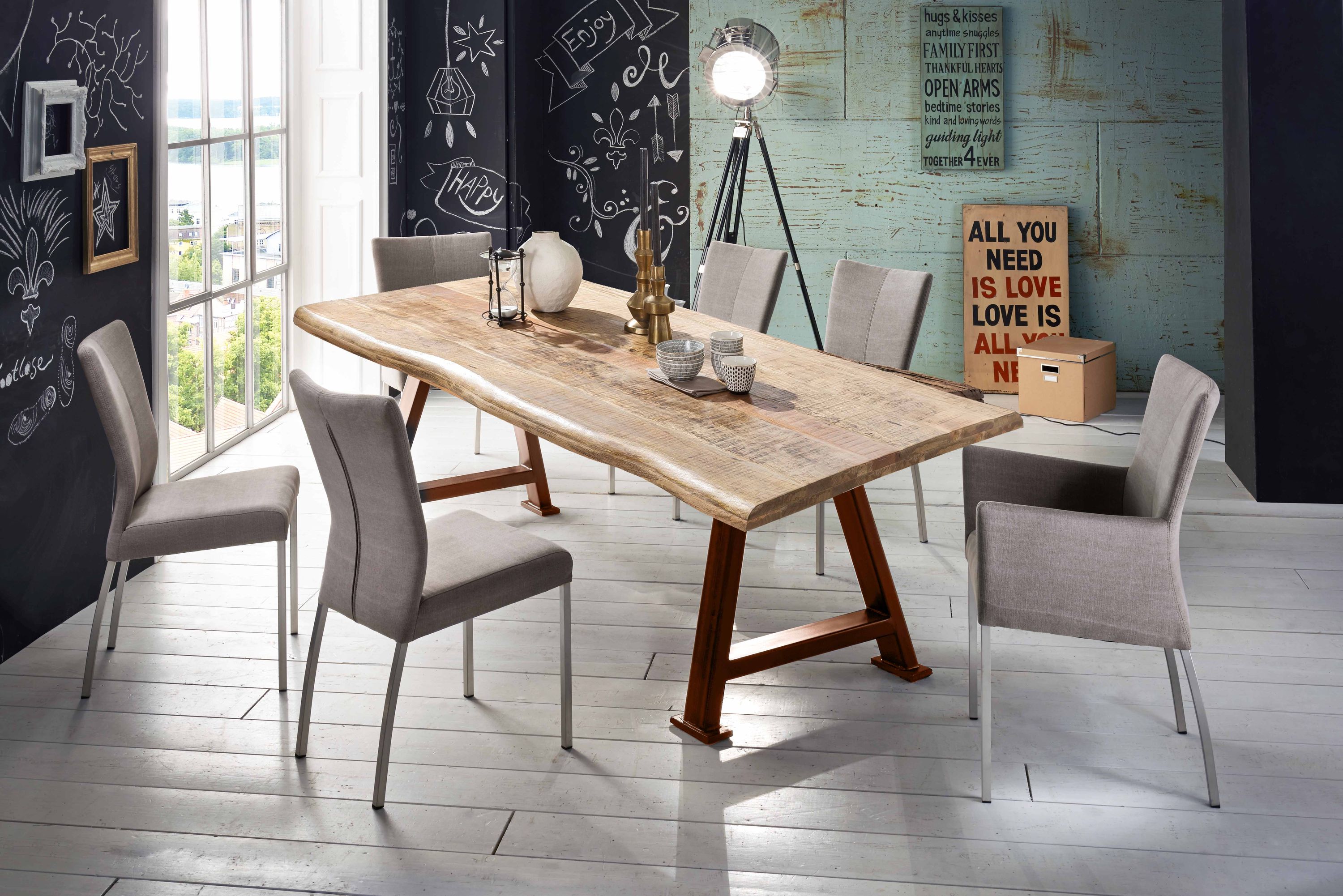 Tisch 200x100 Mango Metall Holztisch Esstisch Küchentisch Speisetisch Esszimmer